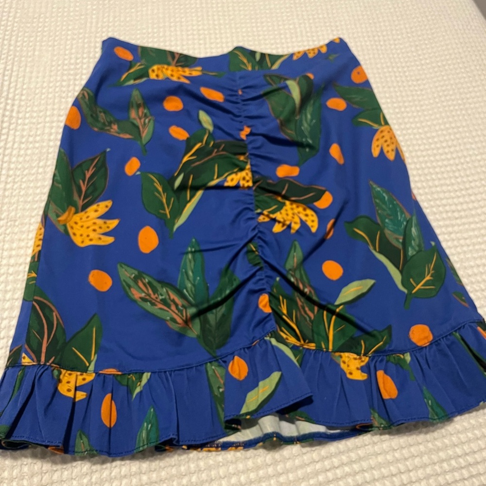 FARM Rio Blue Ruched Skirt “Resort Wear”